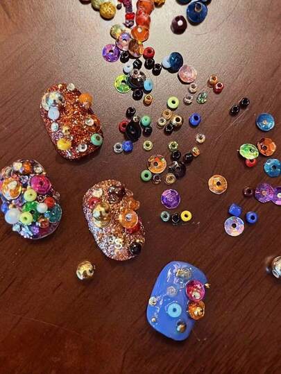 1 Box Handmade DIY Beaded Nail Art Accessories, Vintage Luxury Nail Supplies, Nail Parts, Accessories, Nail Products, Y2K, Y2K Nail Parts, DIY Decorative Parts Nails