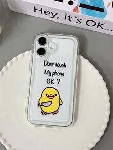 1个极简可爱卡通黄鸭图案气囊防滑软手机壳，兼容 11/12/13/14/15/16 Pro Max - 彩色 - 查看 1