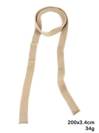 1 pieza Bufanda cuello calentador con lazo de cinta de piel de conejo sintética para mujer, accesorio de cuello de invierno de doble capa