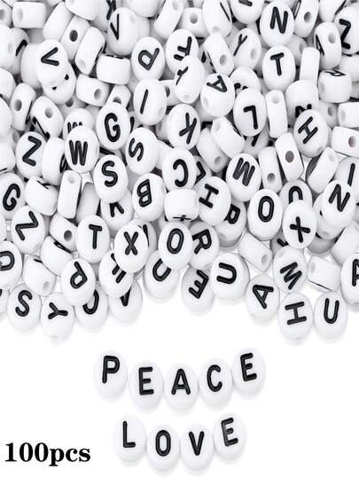 100颗随机混合字母珠：DIY手链/装饰性DIY手工珠宝材料，适用于项链和手链制作 - 适合珠宝制作