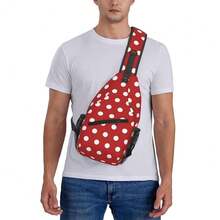Polka Dots Sling Bag For Women Crossbody Bag Abstract White Small Circle Dot Geometric Pattern On Red Background Sling Backpack For Men Dot Pattern Shoulder Bag Gym Travel HiFKing Daypack - RedWhite - View 7