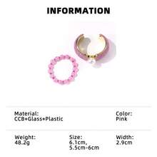 Set de 2 piezas de pulsera elegante con cristales de CCB y pulsera con cuentas, adecuado para uso diario, fiestas y bodas de mujeres, regalo de joyería - conjunto de pulsera - Ver 7