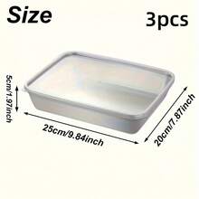 Wadah Penyimpanan Makanan Stainless Steel dengan Tutup, Baki Dapur, Wadah Penjaga Kesegaran, Anti Karat, Kedap Udara, Anti Bocor, Dapat Digunakan Kembali, Dapat Ditumpuk, Cocok untuk Piknik, Kantor, Kebugaran, BBQ, Pesta, Perjalanan, Cocok untuk Camilan, Daging Matang, Makanan Mentah, Dekorasi Rumah, Wadah Makanan - MultiWarna - View 15