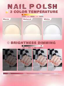 Modern Style Half-Moon LED Nail Lamp, Matte Metal Finish USB-Powered Desk Lamp For Manicure, Eyelash Extension, Tattoo, And Skincare, With Push Button Control And Plastic Bell Shade - Includes Multiple Components, Solid Color, No Battery Required - Multicolor - View 4