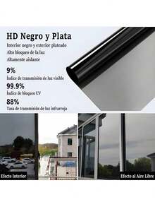 EstiloTendenciaFrokom PelíCula Reflectante Para Ventana, 90 X 200Cm PelíCula De Ventana, Pelicula Termica Para Ventanas, PelíCula Adhesiva Para Ventana, Efecto De Espejo, Anti UV, Espejo De Una VíA(Negro)Calidad PremiumVersióN Mejorada - Pago - Ver 3