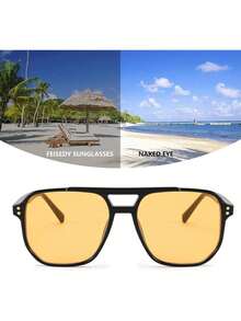 cuadrado gafas de sol para mujeres hombres vintage de moda marco de lentes de sol - 022 Montura verde transparente / lentes gris degradado - Ver 5