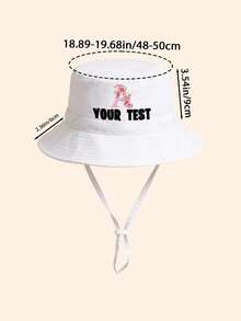 1pc Kids White & Pink Rose Letter Graphic Bucket Hat With Drawstring, Customizable 26 Letters, Can Customize Name, Birthday, Family Text, Fashionable Soft Delicate Lightweight Sun Protection, Practical Gift For Birthday And Holidays, Suitable For Boys And Girls Outdoor, Fishing, Hiking, School In Spring And Summer - White - View 4