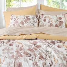 REGENCY HEIGHTS Fluffy 2/3/6/9 Pieces Lightweight Comforter Sets,Reversible Floral Botanical Seersucker Mini Bedding Comforter Set,Artist's Exclusive Craft Design For Elegant Bedroom Decor,,Ideal Gift For Holiday Festivals Commemorations And Seasonal Transitions,All-Season Home Textile For Twin-Queen-King Size - Brown-6/9 pcs - 查看 3