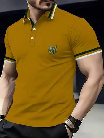 2025 Ny Moderiktig Casual Herr Golfpoloshirt Herr Sport Kortärmad Lyxig Stand Up Krage T-shirt Herrtopp