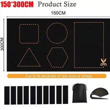 Portable Blackout Blind Window Thermal Insulated Kitchen Curtains Stick On DIY - Black - View 9