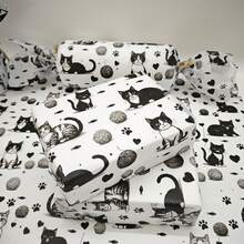 10/30/60张趣味猫咪主题毛线礼品包装纸，50x35厘米 - 非常适合春夏庆典、婚礼、情人节、生日、花束、派对礼品和礼品袋；派对礼品包装 | 趣味设计 | 光滑质地；送给爱猫人士的礼物 - 黑色貓咪 - 查看 2