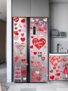 127片/7张情人节爱心窗贴，玻璃窗贴纸，情人节快乐爱心贴纸，派对装饰用品，结婚纪念日，情人节 - 彩色 - 查看 2