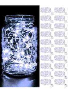 12个迷你LED串灯 - 电池供电，闪烁效果，礼品包装装饰，适合圣诞节、母亲节、情人节装饰、生日派对、情人节礼物 - 彩色 - 查看 11