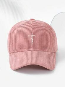 1 pièce Casquette de baseball unisexe en velours côtelé style rétro avec fine broderie en croix. Casquette de baseball réglable pour l'automne/l'hiver, idéale pour un usage quotidien, la course, les sports, les vacances, les activités extérieures et les passionnés. - A - Voir 12