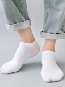 10 Paar solide schwarze, weiße, graue atmungsaktive Knöchelsocken, unisex Low-Cut unsichtbare Bootsocken, geeignet für Frühling/Sommer und alle Jahreszeiten - Schwarz - Übersicht 3