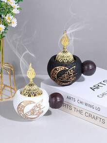 1件/套创意极简树脂黑白月牙形香炉，中东四季家用空气净化香炉，阿拉伯字母香夹/冰夹，适用于瑜伽室、按摩室、冥想室、头发和衣物、办公室和卧室，四季皆宜 - 彩色 - 查看 4