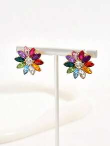 1pair Colorful Flower Shaped Earrings - Summer Parties, Weddings, Holidays, Casual Occasions, Back To School, New Year, Gifts Friends And Family On Festivals Valentines,Mom,Mother,Mother's Day, - Multicolor - View 5