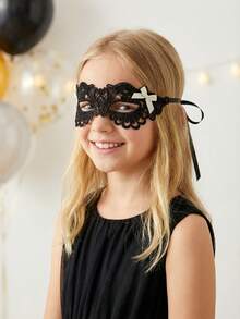 1pc Lace Hollow Half Face Mask, White Butterfly Masquerade Mask, Party Mask, Suitable For Women, Teens, Costume Ball - Black - View 5