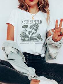 Pride And Prejudice Tee_ Netherfield Tea Time, Jane Austen Shirt - 白色 - 查看 1