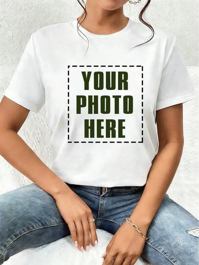 Áo thun nữ tay ngắn thiết kế theo yêu cầu, hình ảnh cá nhân hóa, tải ảnh/logo/poster/ảnh gia đình/ảnh đội nhóm công ty của bạn lên, áo thun nữ mùa xuân/hè, quà tặng ngày Valentine, quà tặng cho người yêu, quà kỷ niệm, lễ hội âm nhạc, đám cưới/tiệc tùng, áo văn hóa, quà tặng ngày lễ, thiết kế đồng phục đội nhóm, áo mùa hè, thiết kế đồng phục đội nhóm từ thiện.