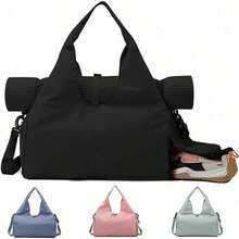 YZZ Bolsa de Gimnasia para Mujer,Bolsa de Yoga con Hebilla para Esterilla de Yoga,Bolso de Mano con Compartimento para Zapatos para Gimnasio y Viajes. - Negro286 - Ver 2
