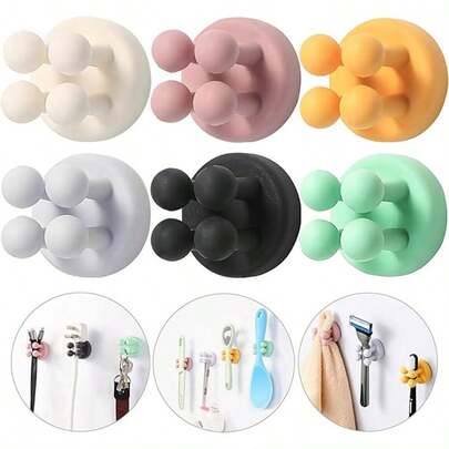 Suport pentru periuță de dinți din silicon, cârlig pentru prosop, suport autoadeziv impermeabil pentru periuță de dinți, suport pentru periuță de dinți electrică, cârlig adeziv impermeabil, cârlig unic montat pe perete pentru chei, suport pentru priză, potrivit pentru baie, duș, bucătărie, sufragerie, birou, chei, prize