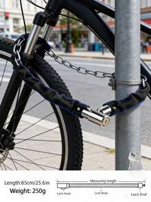 1 pieza Cadena de bicicleta de súper resistente - Antirrobo ligero de acero de tungsteno, apta para bicicletas de carretera y de montaña, superficie pulida negra - Multicolor - Ver 3