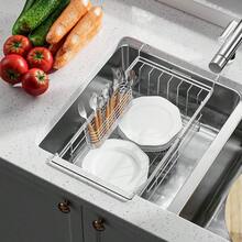 Utensil Holder For Sink Sus304 Stainless Steel Rust Free Silverware Cutlery Flatware Holder Rack Organizer With Hooks For Dish Drying Rack Sink Dish Drainer In Kitchen Bathroom - Màu tím - Xem 3