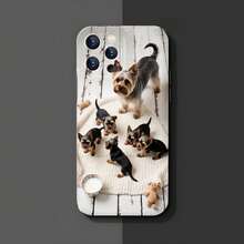 1PC Phone Case ,  Cute Dog Puppies On Blanket , Stylish Phone Case, Phone Decoration, All-around Lens Protection, Creative Small Gift, Funny Gift for Boys and Girls - ブラック - チェックする 3
