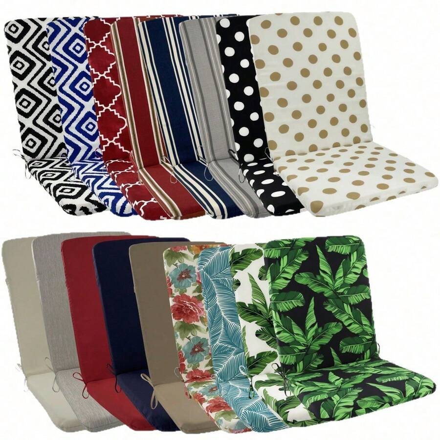 High Back Outdoor Chair Cushions-Water Proof Patio Dining Chair Cushions, Removable Machine-Washable Cover For Camping Beach Picnic Travel 17.72*41.34*1.97in - 黑色 - 查看 1