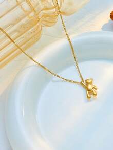 1个可爱卡通熊吊坠，简约百搭，适合女孩日常佩戴 - 金色 - 查看 2