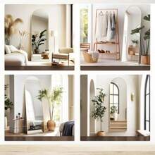 Espejo de Piso Cuerpo CompletoEspejos de Cuerpo Entero Espejos de Cambiador Espejo de Longitud Completa para Colgar o Inclinar Soporte y Marco de Metal para Recamara Vestidor etc - Dorado - Ver 4