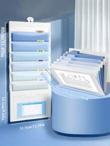 1pc A4 Accordion File Folder, Hanging Wall-Mounted Document Organizer, 7-Layer Gradient Storage Bag, Suitable For School Textbooks, Space Organization, Portable Handle