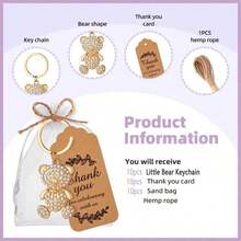 24pcs Gold Bear Keychains With Burlap Bag And Thank You Card, Suitable As Wedding Bride Gift, Birthday Party Favors, Decorations And Wedding Souvenirs, Also Can Be Used As Bridal Shower Gift, Valentine's Day Gift, Wedding Gift, Christening Gift, Etc. - Golden Diamond Bear - View 9