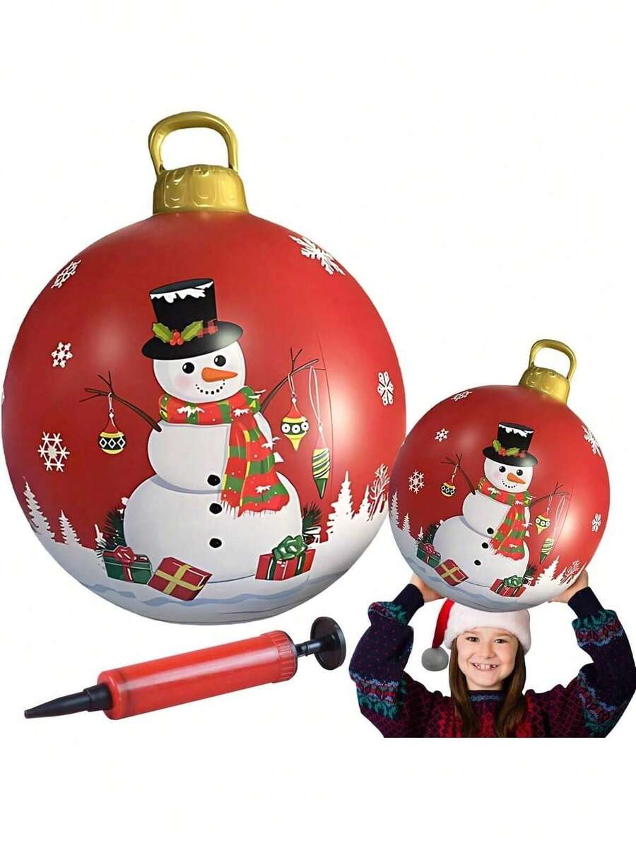 Bola Inflable Gigante de Navidad con Bomba, Esferas Gigantes Navideñas 60CM, Muñeco Nieve Esferas Navideñas Gigantes, Perfecto para Decoración Interior y Exterior y Decoración Navideña Navidad - 1 - Ver 1