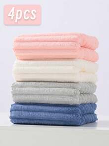 4pcs/1pc Ultra-Absorbent Quick-Dry Lightweight Hand Towels, Soft & Comfortable Coral Fleece Solid Color & 3D Striped, Suitable For Home, Salon, Bathroom, Multiple Colors Available - Multicolor - View 5