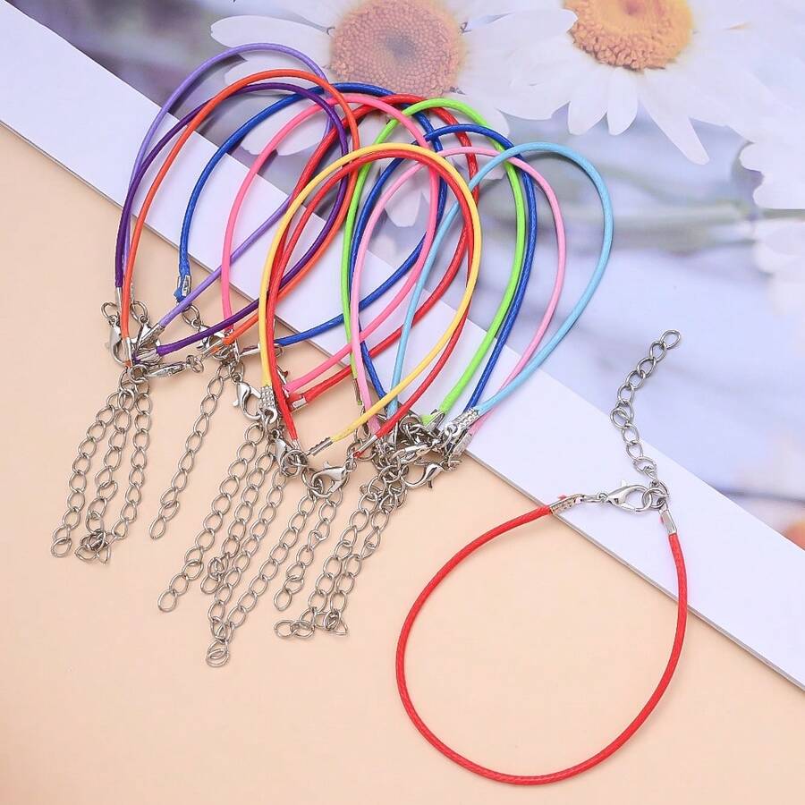 10根黑色尼龙绳，适用于DIY珠宝制作、手链制作、日常佩戴珠宝制作、珠宝制作连接器、珠子制作和工艺品制作。 - 彩色 - 查看 1