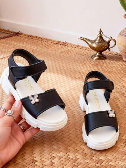 1 Pair Fashion High Heel Children Sandals, Girls Thick Bottom Sandals, Stylish & Comfortable, Suitable For Students Outdoor, Travel, Beach, Summer Bestseller