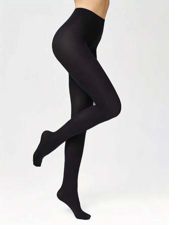 1pc Women's 40D Minimalist Solid Color Semi-Sheer Pantyhose, Basic Style, Soft & Comfortable, Scratch-Resistant, Slightly Thick Tights