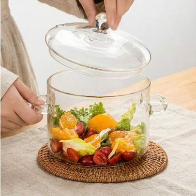 1 nồi thủy tinh borosilicate cao cấp, nồi súp trong suốt cho bếp gas, nồi mini chịu nhiệt luộc hải sản