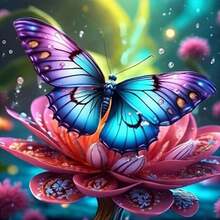 1 Butterfly Pattern Diamond Art Painting Kit, DIY 5D Acrylic Full Circle Diamond, Holiday Party Decoration, Mural Decoration For Bedroom, Office, Living Room Walls, Frameless, Multiple Sizes - Multicolor - View 2