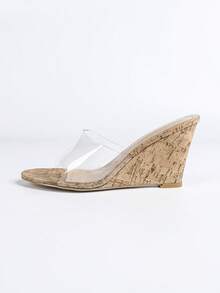 女士性感时尚休闲家居夜店百搭沙滩果冻一脚蹬百搭圆头厚底拖鞋 - 杏色 - 查看 6