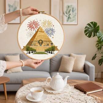 1 Set Kit de bordado para principiantes, 20x18.5cm Kit de punto de cruz DIY con patrón, hilos, aro, agujas, instrucciones, regalo perfecto para el Día de San Valentín, Carnaval, Día de San Patricio, temporada de bodas, Pascua, Día de la Madre, Ramadán