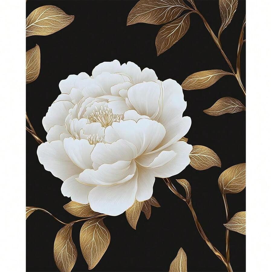 Black Golden Floral Wallpaper Peel And Stick Flowers Contact Paper 17.5in X 118in Vintage Leaf Wall Paper Vinyl Waterproof Se- Adhesive Dark Botanical Walls Murals For Room Cabinet Table Drawer Decor - 黑/白/金 - 查看 1