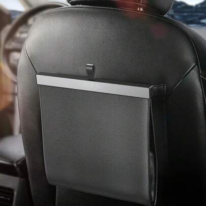 Large Capacity Foldable Car Trash Can - Waterproof Backseat Garbage Bin With Hooks - Reusable Car Litter Organizer Box For Snacks, Bottles And Car Essentials