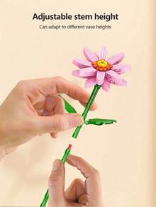 创意DIY积木花束套装，永生花卉植物模型家居装饰，母亲节、情人节、生日礼物，适合成人、女性、男孩、女孩 - 彩色 - 查看 4