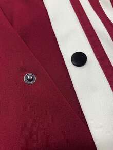 Pantalones de pierna ancha a rayas blancas y azul marino, con rayas blancas y cierre de botones - Pantalones deportivos casuales, de corte holgado, aptos para deportes y uso diario (lavables a máquina) - Aberturas de pierna sin elástico - Rojo - Ver 3