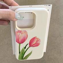 Funda de teléfono: Diseño de flor de tulipán en acuarela, funda de TPU compatible con iPhone 16 Pro Max/16 Pro Max/14/16 Plus/15/13 Pro/12/11, cubierta protectora anti-caída de negocios, alta estética - Estilo 1 (1 pieza) - Ver 1