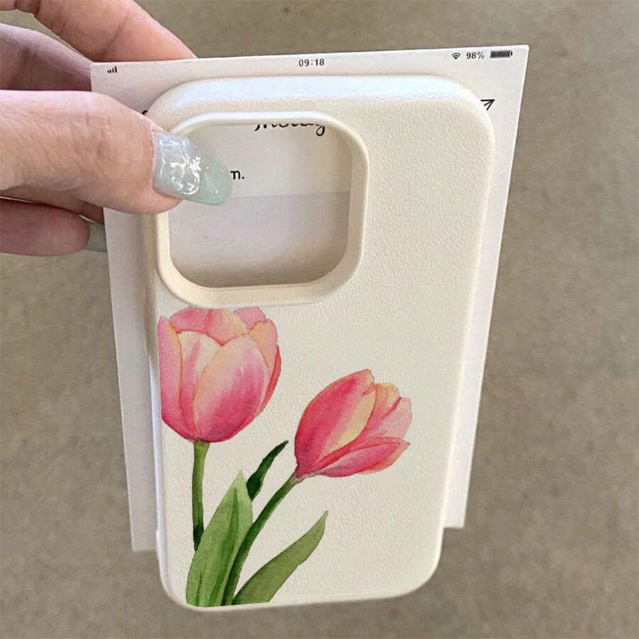 Funda de teléfono: Diseño de flor de tulipán en acuarela, funda de TPU compatible con iPhone 16 Pro Max/16 Pro Max/14/16 Plus/15/13 Pro/12/11, cubierta protectora anti-caída de negocios, alta estética - Estilo 1 (1 pieza) - Ver 1