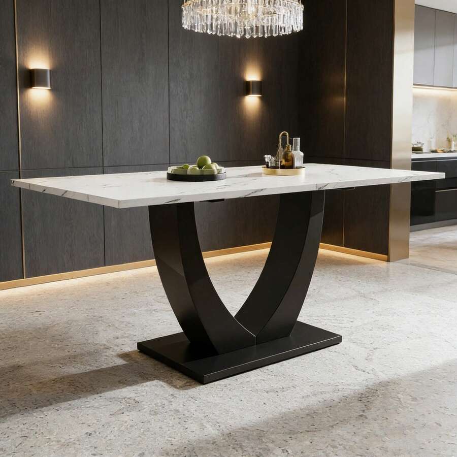 Dining Tables - White + MDF+Metal - View 1